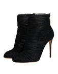 Dolce & Gabbana Black Mesh Stiletto Heels Ankle Boots Shoes