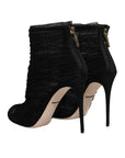 Dolce & Gabbana Black Mesh Stiletto Heels Ankle Boots Shoes