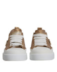 Dolce & Gabbana Gold White Logo Low Top Sneakers Shoes