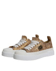 Dolce & Gabbana Gold White Logo Low Top Sneakers Shoes