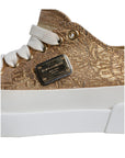 Dolce & Gabbana Gold White Logo Low Top Sneakers Shoes