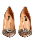 Dolce & Gabbana Beige Satin Crystal High Heels Pumps Shoes