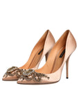 Dolce & Gabbana Beige Satin Crystal High Heels Pumps Shoes