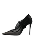 Dolce & Gabbana Black Viscose Mesh Sock Style Boots Shoes