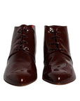 Dolce & Gabbana Maroon Leather Lace Up Ankle Boots Shoes