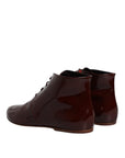 Dolce & Gabbana Maroon Leather Lace Up Ankle Boots Shoes
