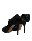 Dolce & Gabbana Black Lace Stretch Heels Mid Calf Boots Shoes