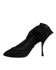 Dolce & Gabbana Black Silk Mesh Sock Style Boots Shoes