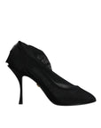 Dolce & Gabbana Black Silk Mesh Sock Style Boots Shoes