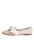Dolce & Gabbana Beige Ribbon Fabric Ballerina Flats Shoes