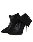 Dolce & Gabbana Black Nylon Mesh Sock Style Boots Shoes