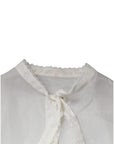 Dolce & Gabbana White Ascot Collar Long Sleeves Blouse Top