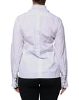Dolce & Gabbana White Cotton Long Sleeves Ruffle Collar Top
