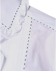 Dolce & Gabbana White Cotton Long Sleeves Ruffle Collar Top