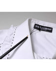 Dolce & Gabbana White Cotton Long Sleeves Ruffle Collar Top