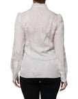 Dolce & Gabbana White Silk Collared Long Sleeves Shirt Top