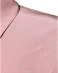 Dolce & Gabbana Pink Cotton Long Sleeves Collared Blouse Top