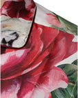 Dolce & Gabbana White Peony Silk Long Sleeves Collared Blouse Top