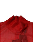 Dolce & Gabbana Red Mesh Turtleneck Long Sleeve Blouse Top