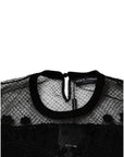 Dolce & Gabbana Black Floral Lace Short Sleeves Blouse Top