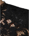 Dolce & Gabbana Black Floral Lace Short Sleeves Blouse Top