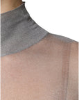 Dolce & Gabbana Grey Mesh Turtleneck Long Sleeve Blouse Top