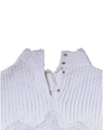 Dolce & Gabbana White Cotton Lace Trim Turtleneck Blouse Top