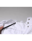 Dolce & Gabbana White Cotton Lace Trim Turtleneck Blouse Top