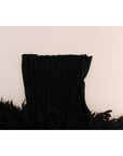 Dolce & Gabbana Elegant Black Fringed Wool-Cashmere Sweater