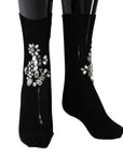 Dolce & Gabbana Crystal Embellished Black Knit Stockings