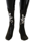 Dolce & Gabbana Crystal-Embellished Black Mid-Calf Stockings