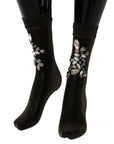 Dolce & Gabbana Crystal-Embellished Black Mid-Calf Stockings