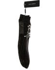 Dolce & Gabbana Crystal-Embellished Black Mid-Calf Stockings