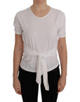 Dolce & Gabbana Elegant White Wrap Blouse with Crystal Accents