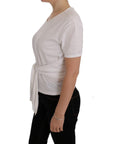 Dolce & Gabbana Elegant White Wrap Blouse with Crystal Accents