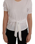 Dolce & Gabbana Elegant White Wrap Blouse with Crystal Accents