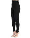 Dolce & Gabbana Elegant High-Waist Wool Tights Pants in Dark Gray