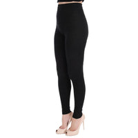 Dolce & Gabbana Elegant High-Waist Wool Tights Pants in Dark Gray