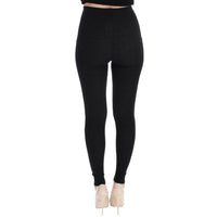 Dolce & Gabbana Elegant High-Waist Wool Tights Pants in Dark Gray