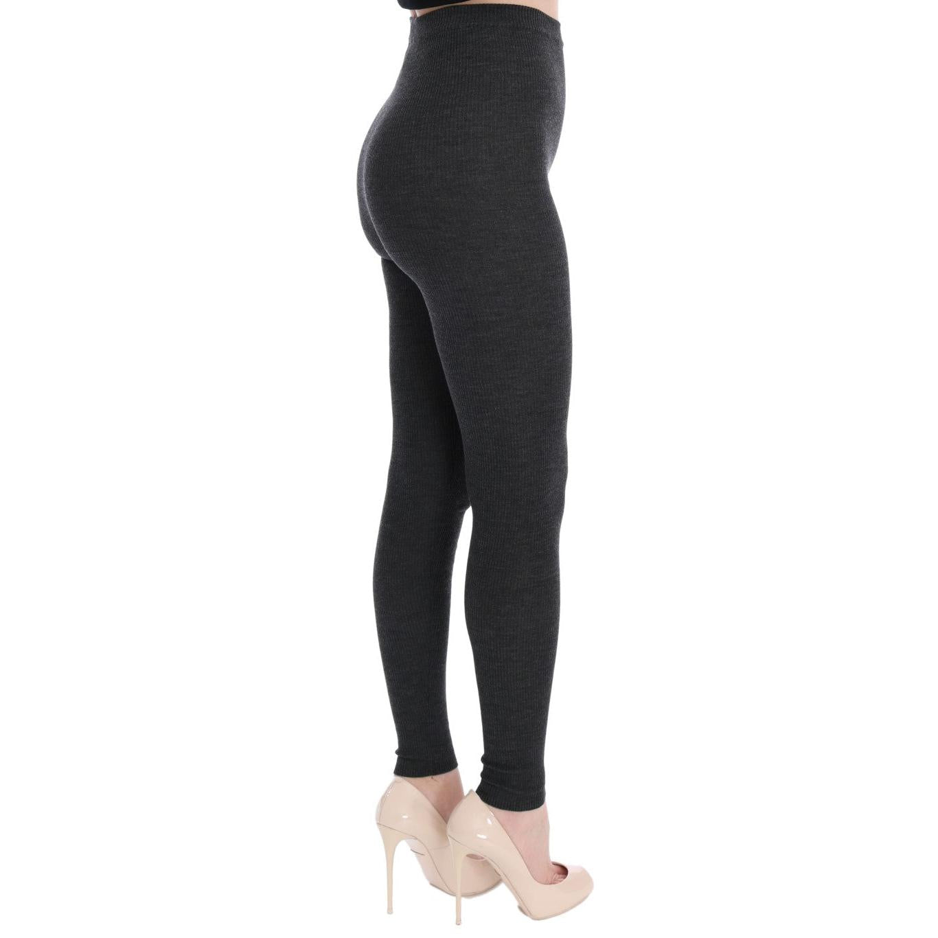 Dolce & Gabbana Elegant Gray High-Waist Wool Tights Pants