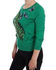 Dolce & Gabbana Embellished Green Silk Pullover Sweater