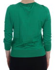 Dolce & Gabbana Embellished Green Silk Pullover Sweater