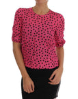 Dolce & Gabbana Chic Pink Polka Dotted Silk Blouse