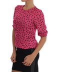 Dolce & Gabbana Chic Pink Polka Dotted Silk Blouse