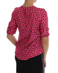 Dolce & Gabbana Chic Pink Polka Dotted Silk Blouse