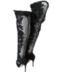 Dolce & Gabbana Embroidered Floral Over-Knee Boots