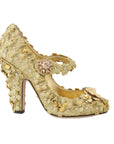 Dolce & Gabbana Gold Floral Crystal Embellished Pumps
