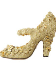 Dolce & Gabbana Gold Floral Crystal Embellished Pumps