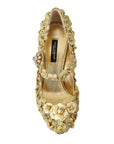 Dolce & Gabbana Gold Floral Crystal Embellished Pumps
