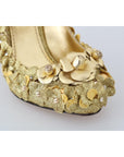 Dolce & Gabbana Gold Floral Crystal Embellished Pumps